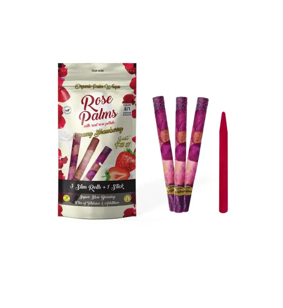 3 PACK Creamy Strawberry Rose Petals and Palm Leaf / Blunts Wraps