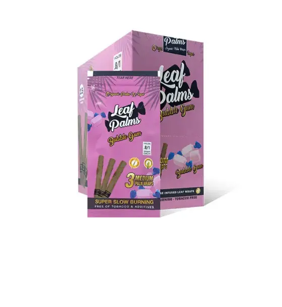 BOX OF LEAF PALMS BUBBLE GUM SLIM SIZE "45 COUNT"
