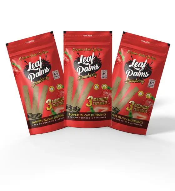 3 PACK LEAF PALMS STRAWBERRY SLIM SIZE