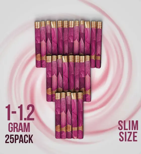 Real Rose Classic Slim Pre-Rolled Tubes Bulk - 25 Tubes Creamy Strawberry